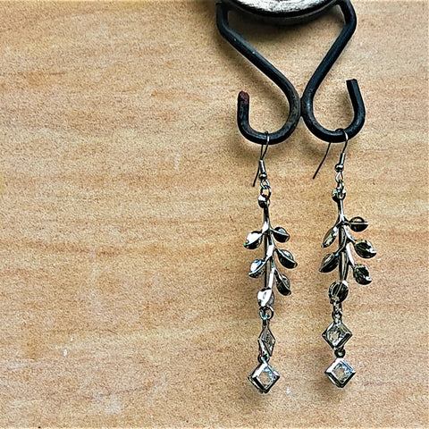 Leaf and Stem Silver Earrings Jewelry Ear Rings Earrings Trincket