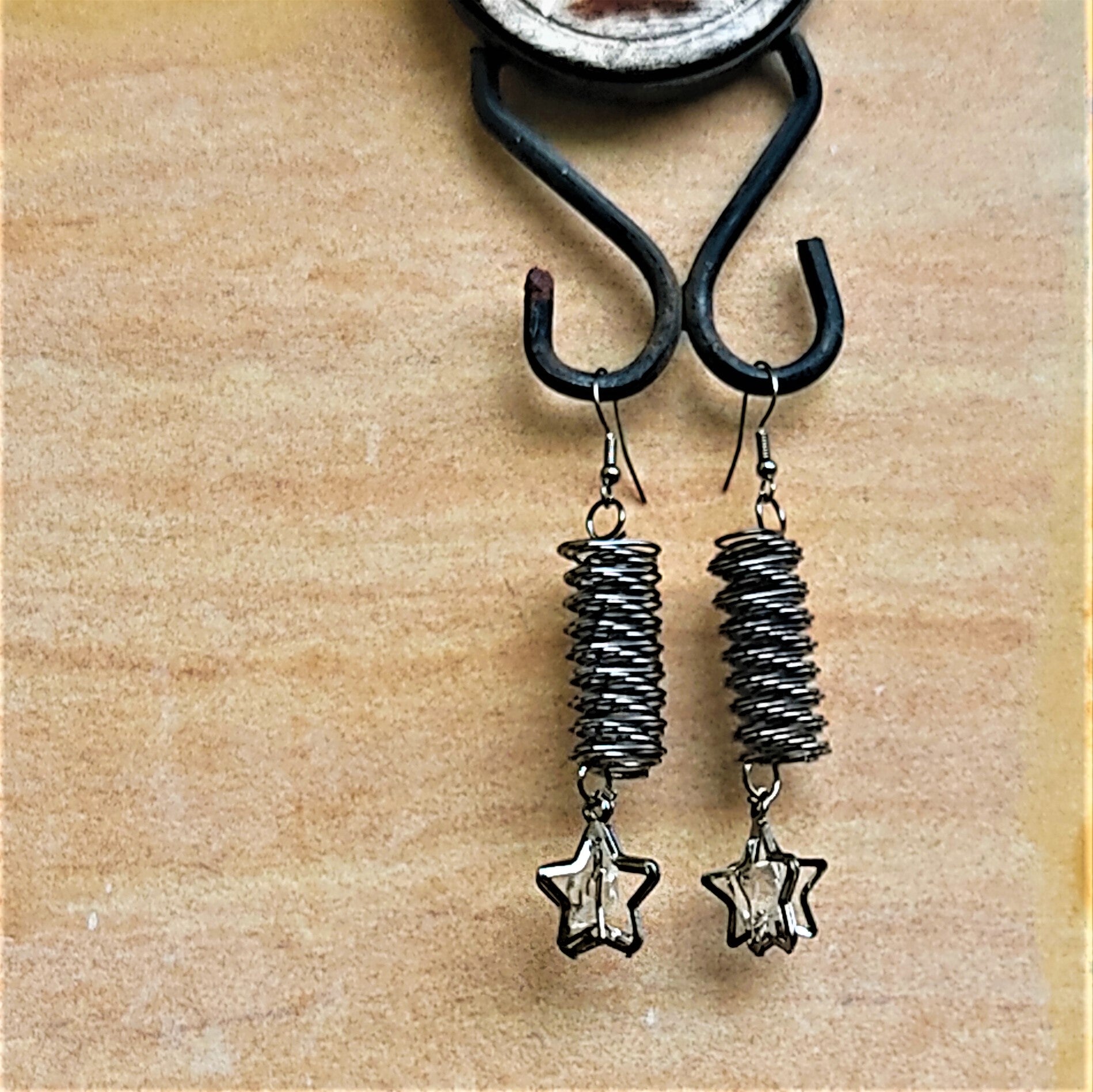 Spiral Metal Earrings Star Black Jewelry Ear Rings Earrings Trincket