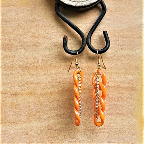 Funky Chain Like dangler Orange Jewelry Ear Rings Earrings Trincket