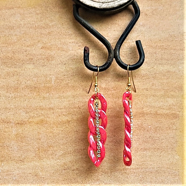 Funky Chain Like dangler Red Jewelry Ear Rings Earrings Trincket