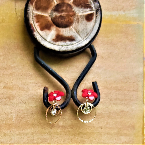 Small Flower Earrings Red Jewelry Ear Rings Earrings Trincket