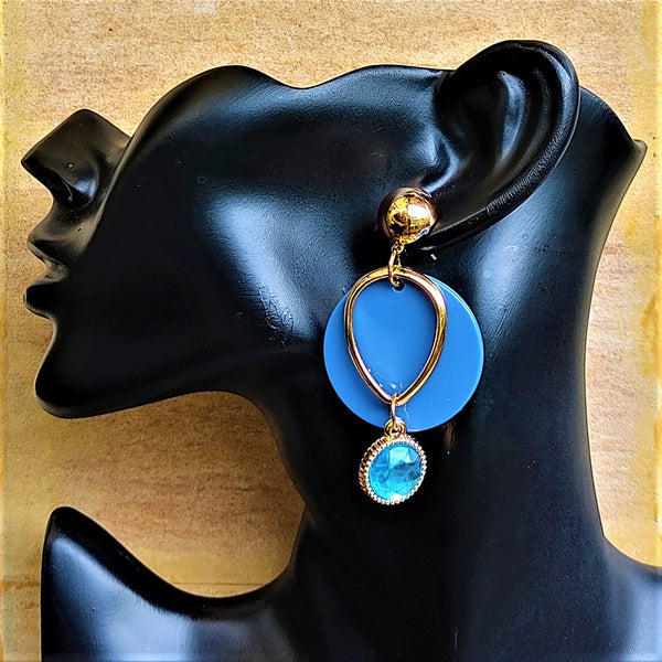 Round Plastic and Glass Stone Earrings Jewelry Ear Rings Earrings Trincket
