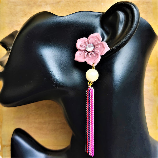 Flower and Chain Dangle Earring Jewelry Ear Rings Earrings Trincket