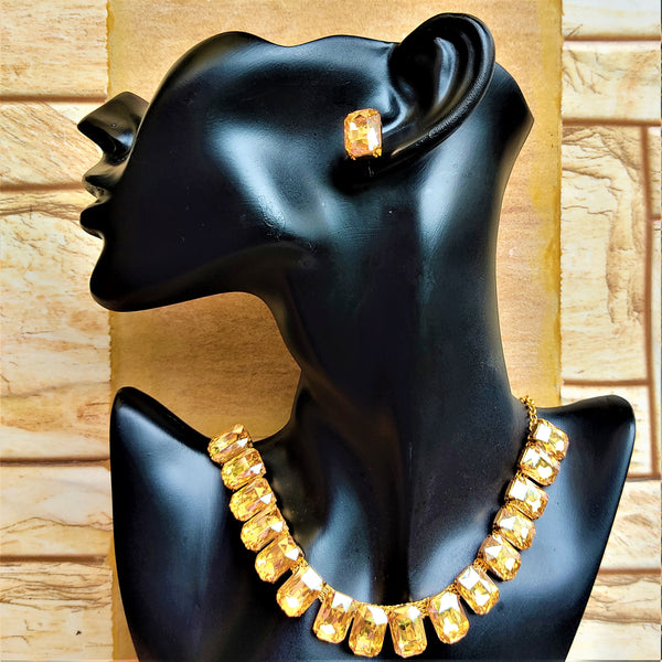 Golden Stone Choker Set Jewelry Set Trincket