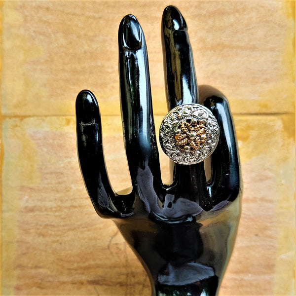 Silver and Gold Oxidized Ring (Style 18) Jewelry Ring Trincket