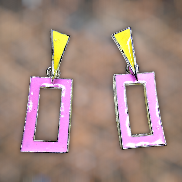 Funky Casual Colorful Earrings Pink Rectangular Jewelry Ear Rings Earrings Trincket