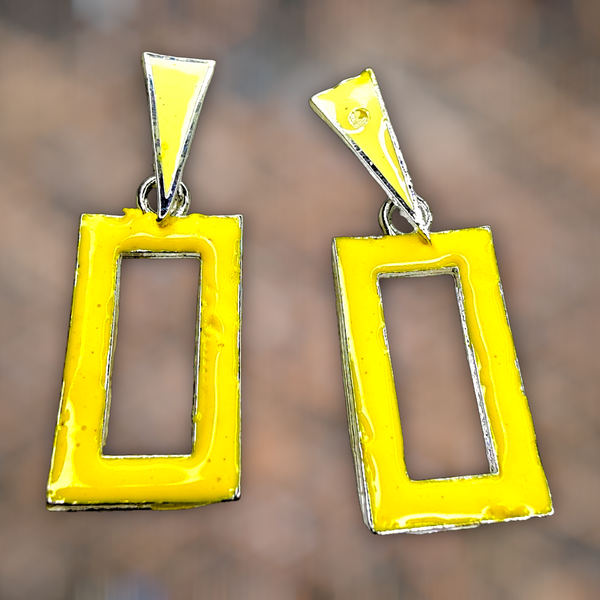 Funky Casual Colorful Earrings Yellow Rectangular Jewelry Ear Rings Earrings Trincket