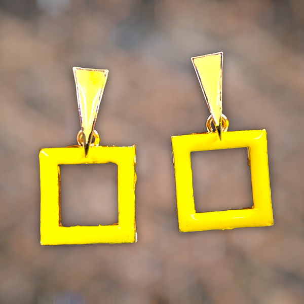 Funky Casual Colorful Earrings Yellow Square Jewelry Ear Rings Earrings Trincket