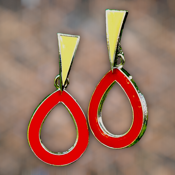 Funky Casual Colorful Earrings Red Drop Shape Jewelry Ear Rings Earrings Trincket