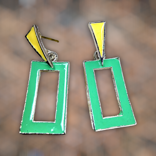 Funky Casual Colorful Earrings Green Rectangular Jewelry Ear Rings Earrings Trincket